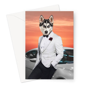 007 (James Bond Inspired): Custom Pet Greeting Card - Paw & Glory - Dog Portraits - Pet Portraits