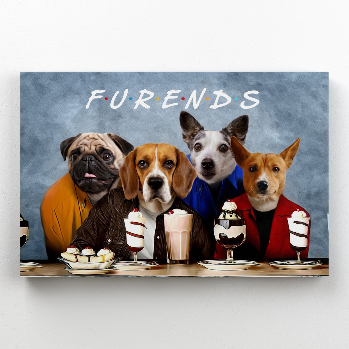 4 Furends: Custom Pet Canvas - Paw & Glory - Dog Portraits - Pet Portraits