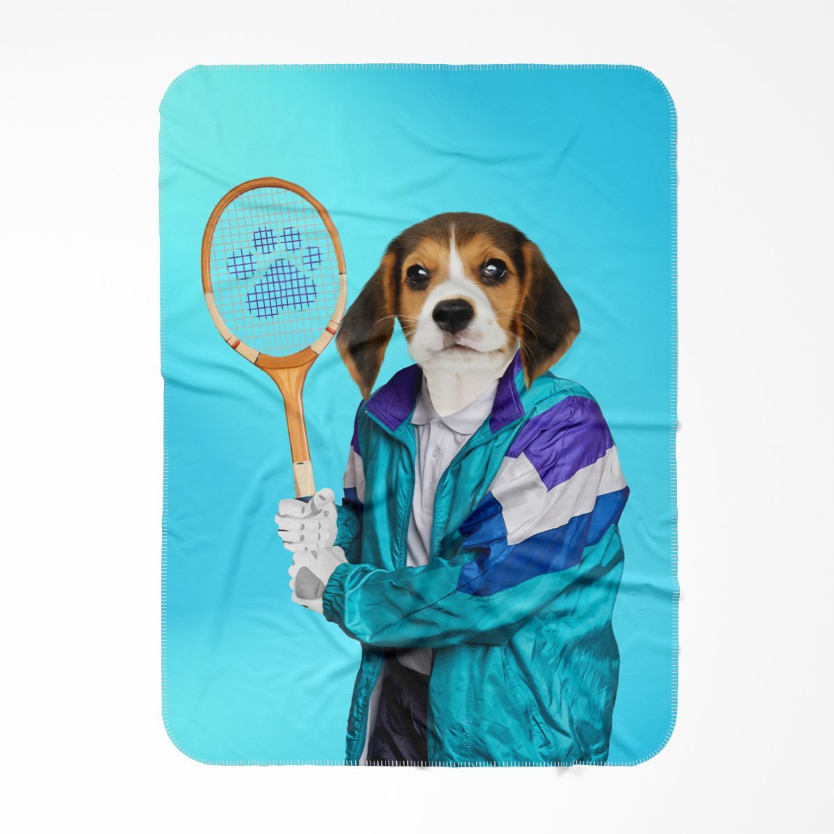 80s Tennis Champ: Custom Pet Blanket - Paw & Glory - Dog Portraits - Pet Portraits