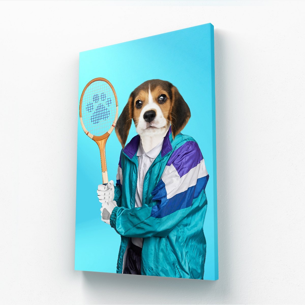 80s Tennis Champ: Custom Pet Canvas - Paw & Glory - Dog Portraits - Pet Portraits