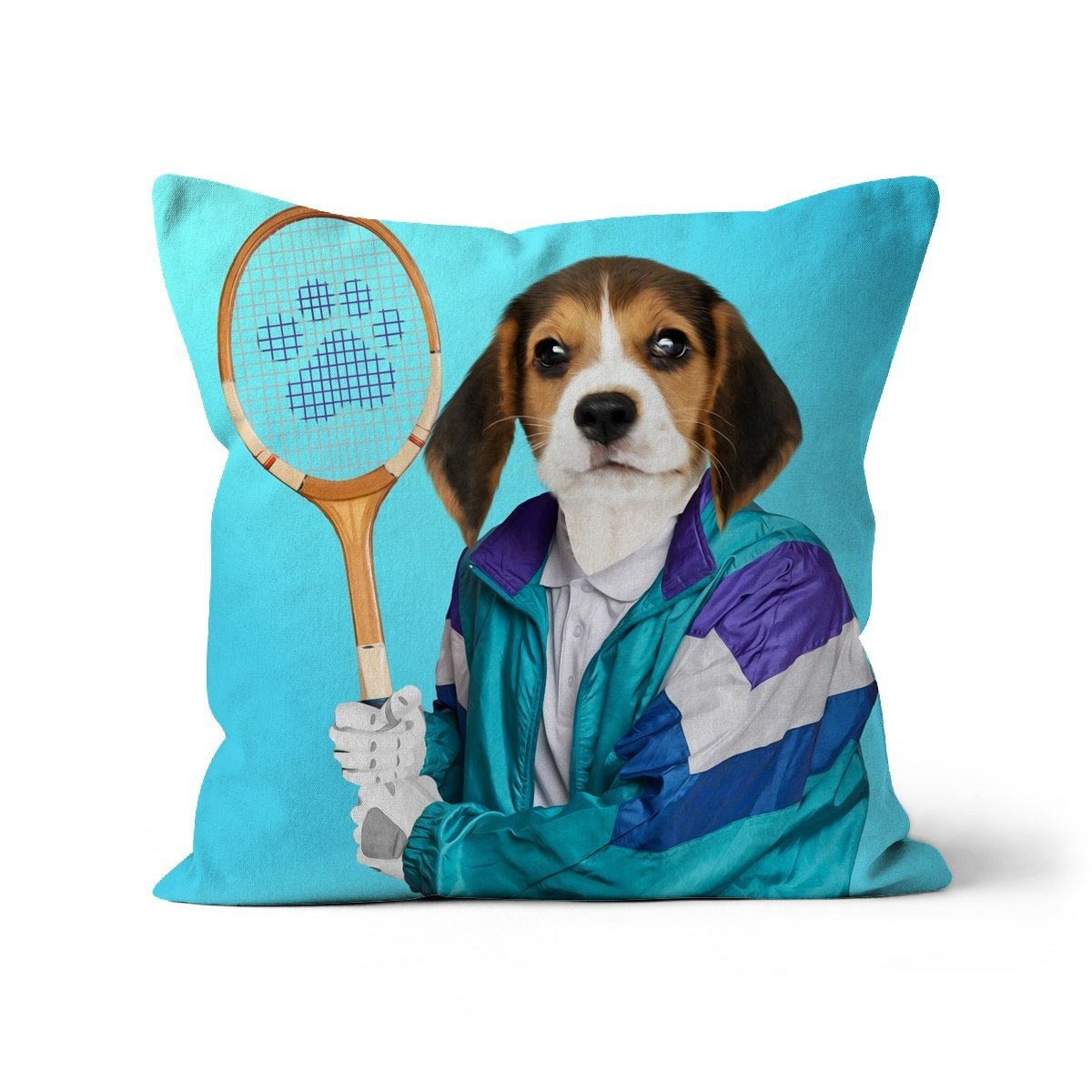 80s Tennis Champ: Custom Pet Pillow - Paw & Glory - Dog Portraits - Pet Portraits