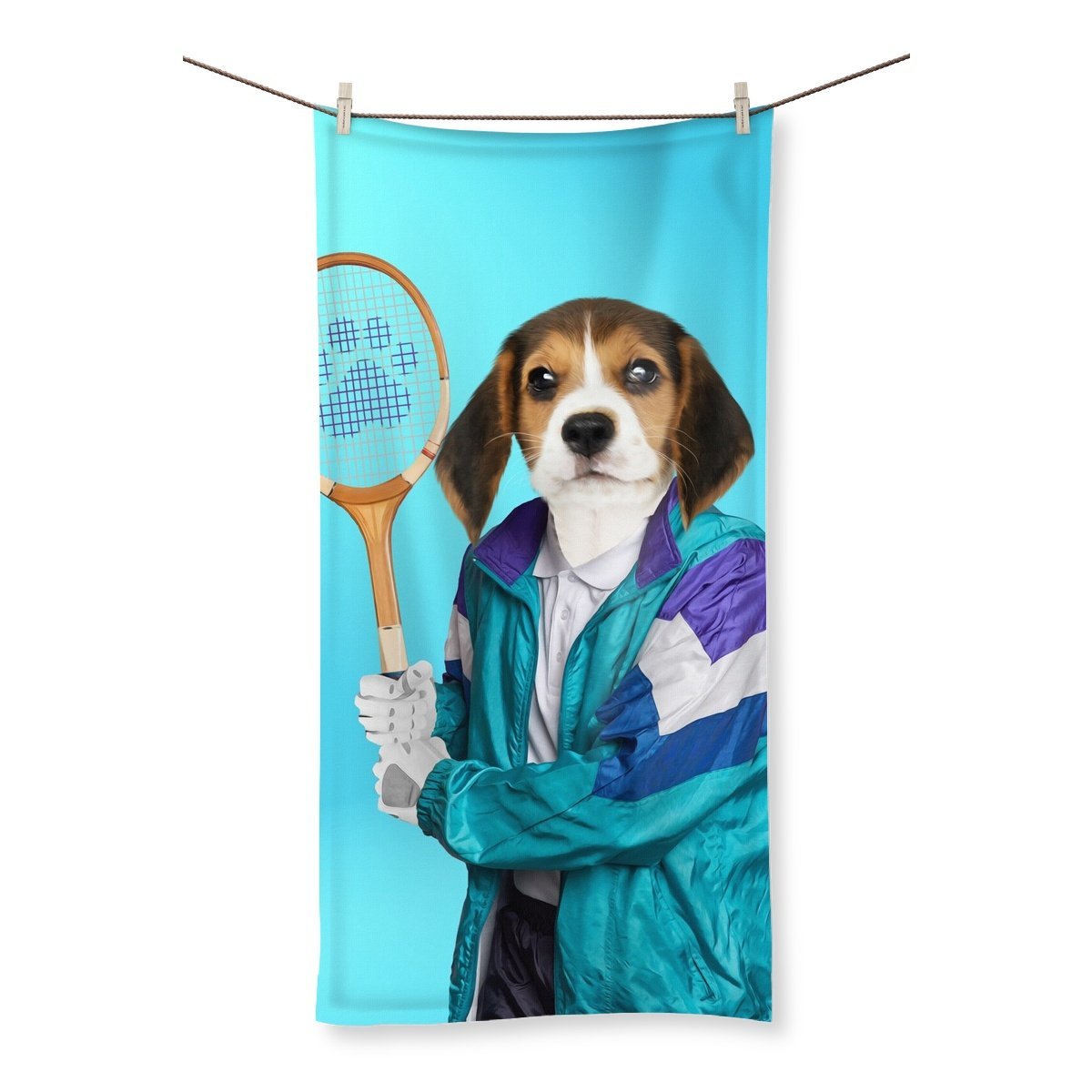 80s Tennis Champ: Custom Pet Towel - Paw & Glory - Dog Portraits - Pet Portraits