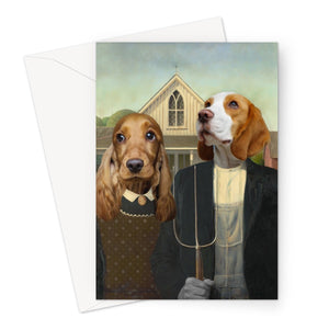 American Gothic: Custom Pet Greeting Card - Paw & Glory - Dog Portraits - Pet Portraits