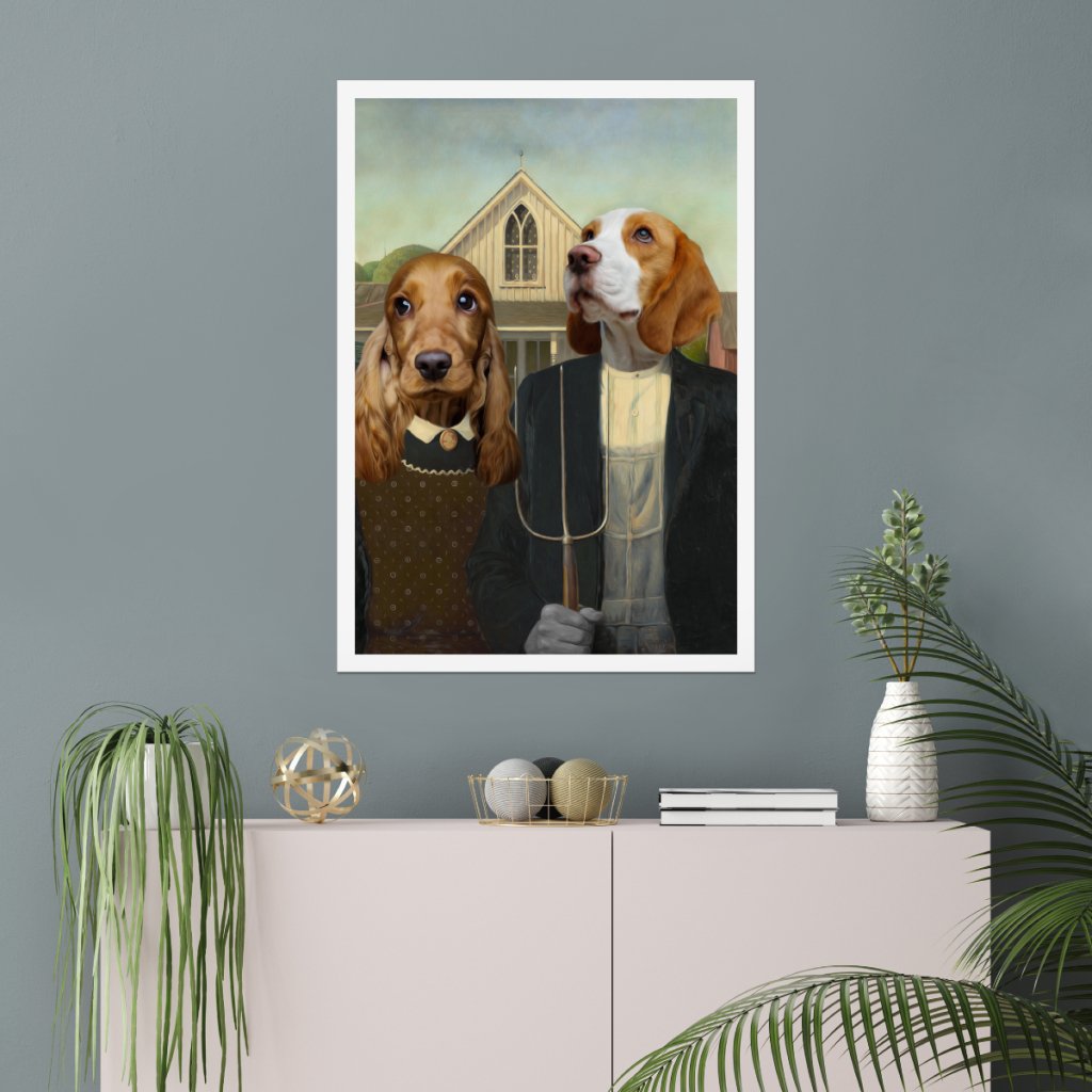 American Gothic: Custom Pet Poster - Paw & Glory - Dog Portraits - Pet Portraits