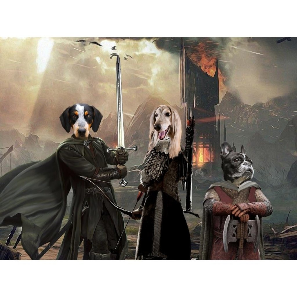 Aragon, Legolas & Gimli: Custom Digital Download Pet Portrait - Paw & Glory - Dog Portraits - Pet Portraits