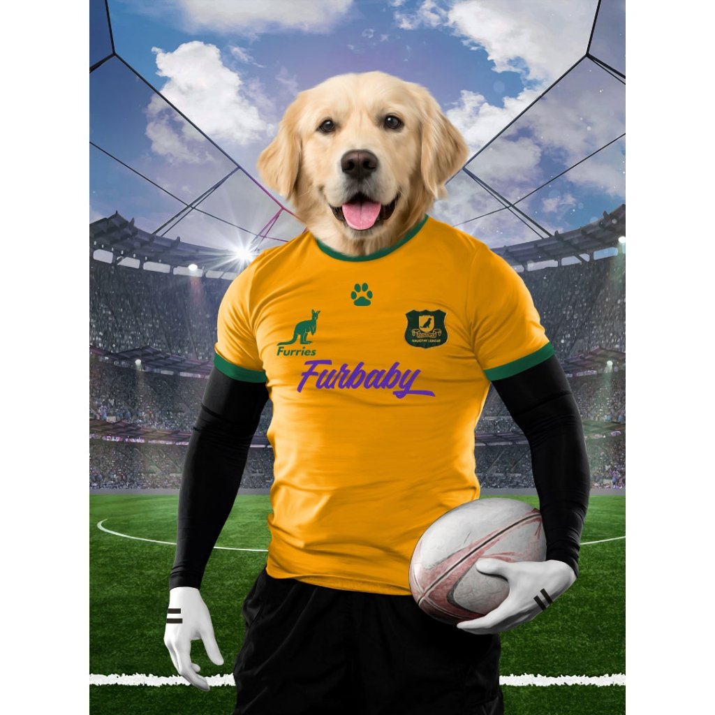 Australia Rugby Team: Custom Digital Pet Portrait - Paw & Glory - Dog Portraits - Pet Portraits