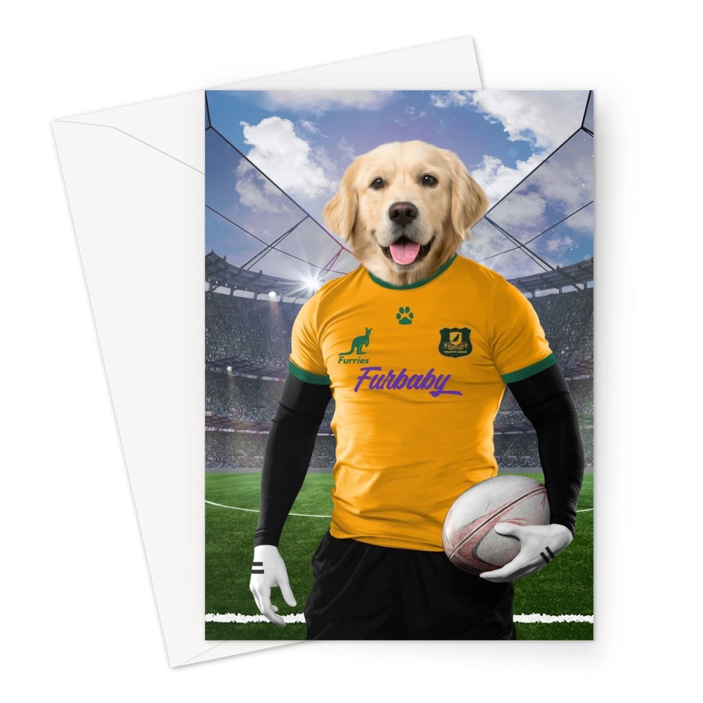 Australia Rugby Team: Custom Pet Greeting Card - Paw & Glory - Dog Portraits - Pet Portraits