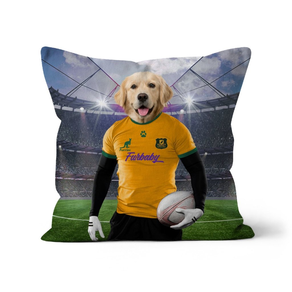 Australia Rugby Team: Custom Pet Pillow - Paw & Glory - Dog Portraits - Pet Portraits