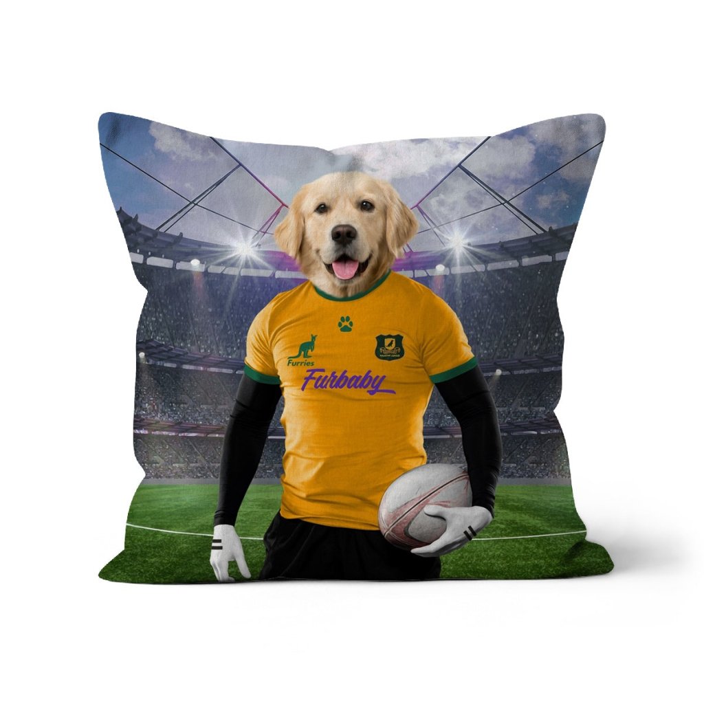 Australia Rugby Team: Custom Pet Pillow - Paw & Glory - Dog Portraits - Pet Portraits