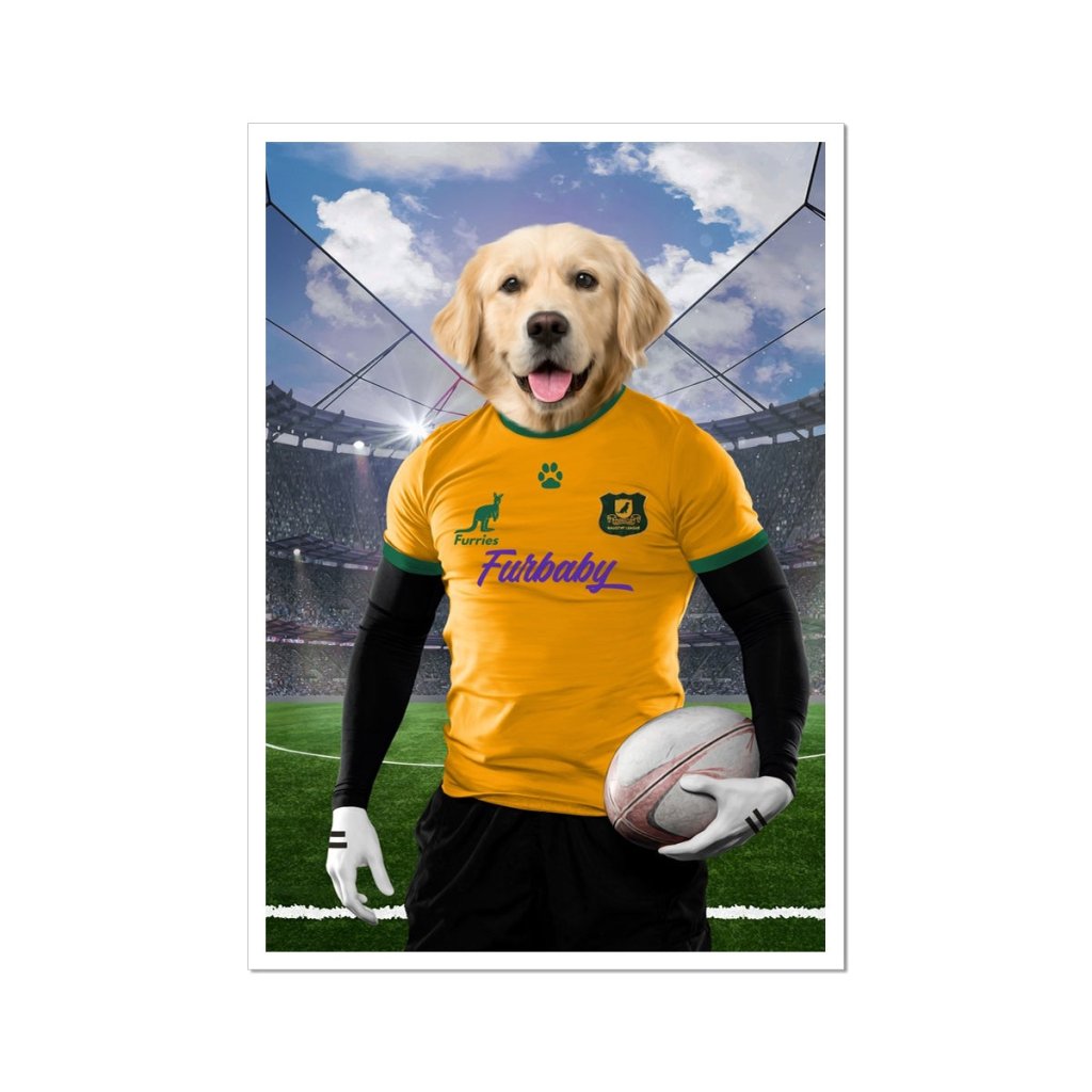 Australia Rugby Team: Custom Pet Portrait - Paw & Glory - Dog Portraits - Pet Portraits