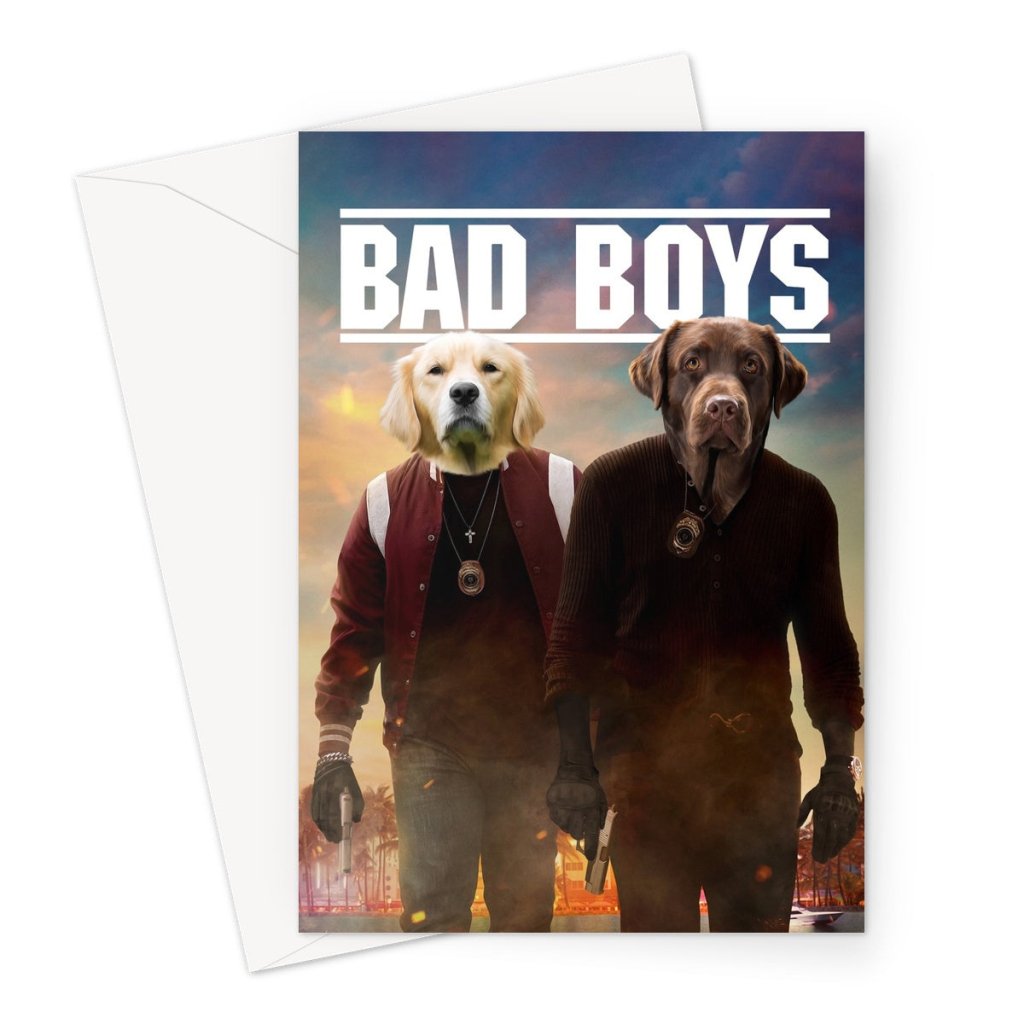 Bad Boys: Custom Pet Greeting Card - Paw & Glory - Dog Portraits - Pet Portraits