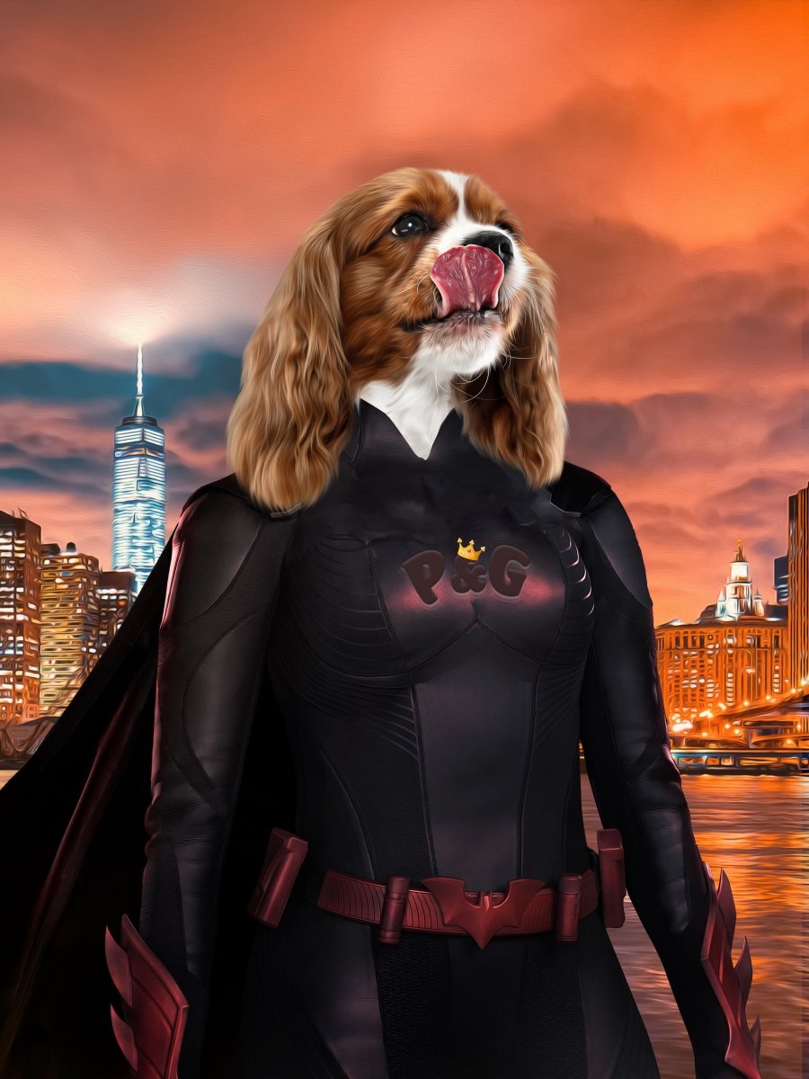 Batwoman: Custom Digital Download Pet Portrait - Paw & Glory - Dog Portraits - Pet Portraits