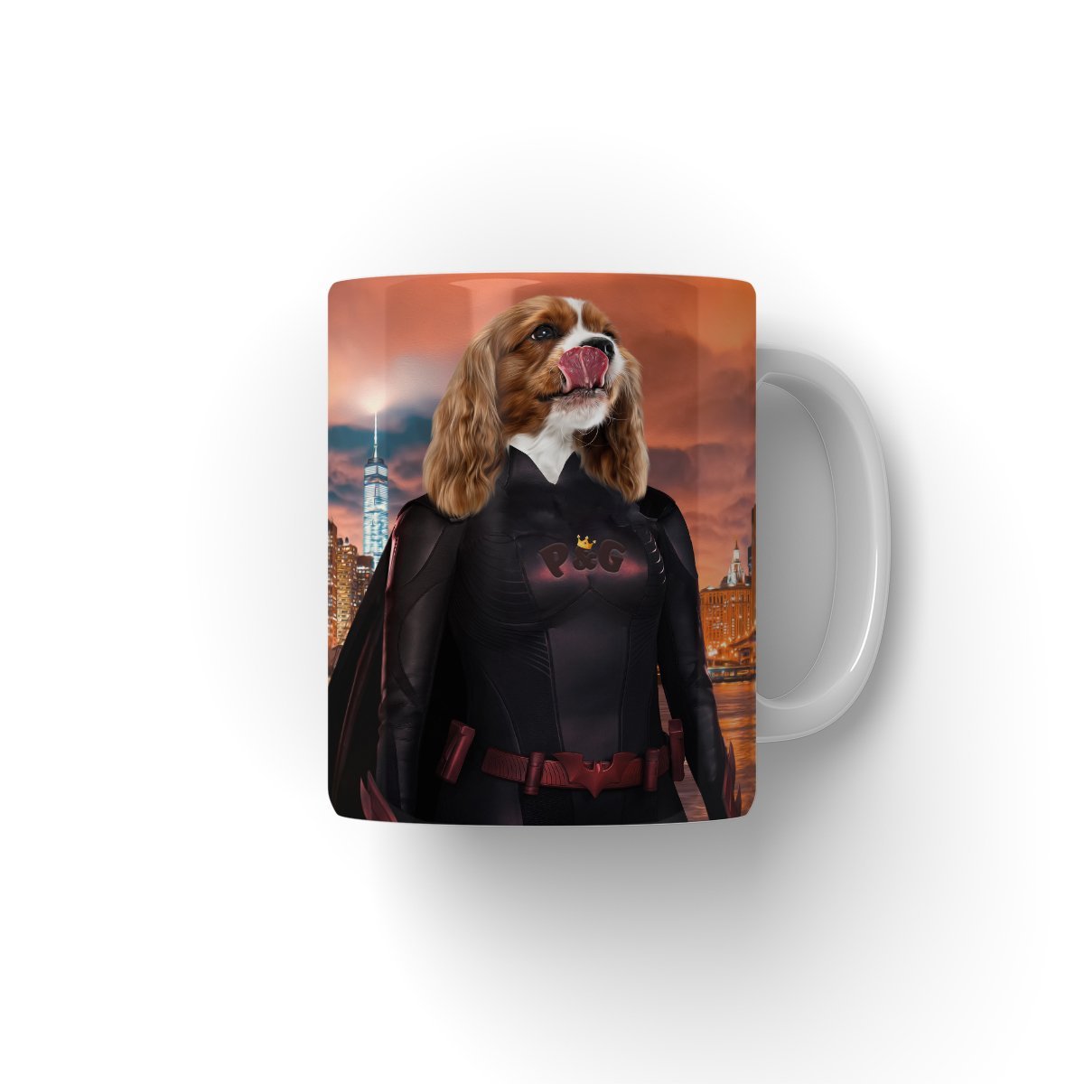 Batwoman: Custom Pet Coffee Mug - Paw & Glory - Dog Portraits - Pet Portraits