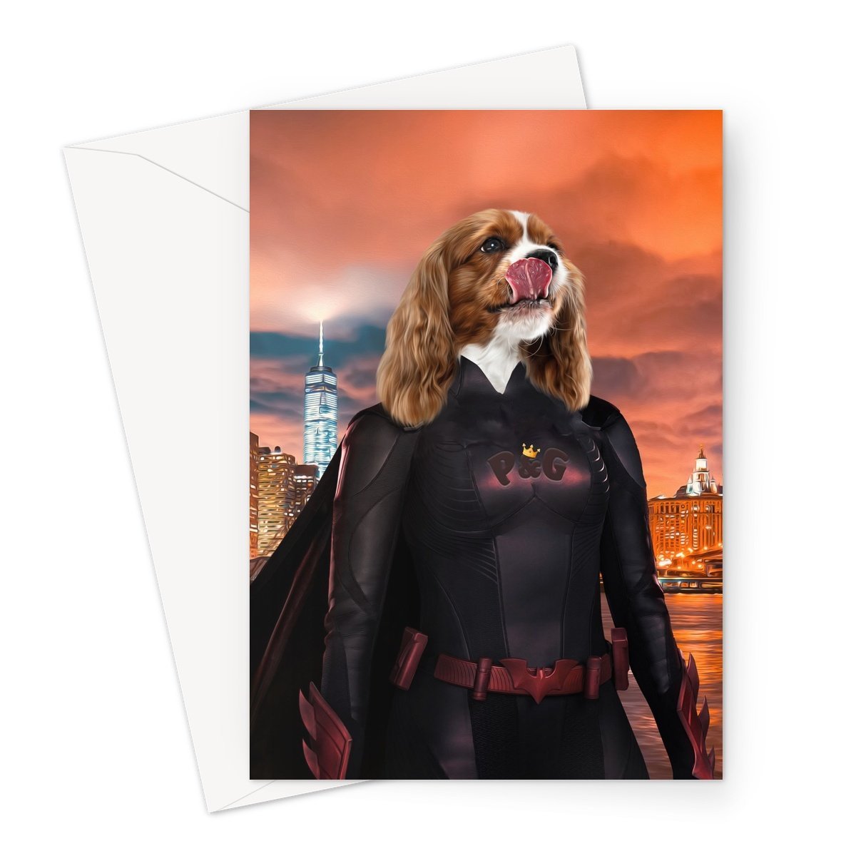 Batwoman: Custom Pet Greeting Card - Paw & Glory - Dog Portraits - Pet Portraits