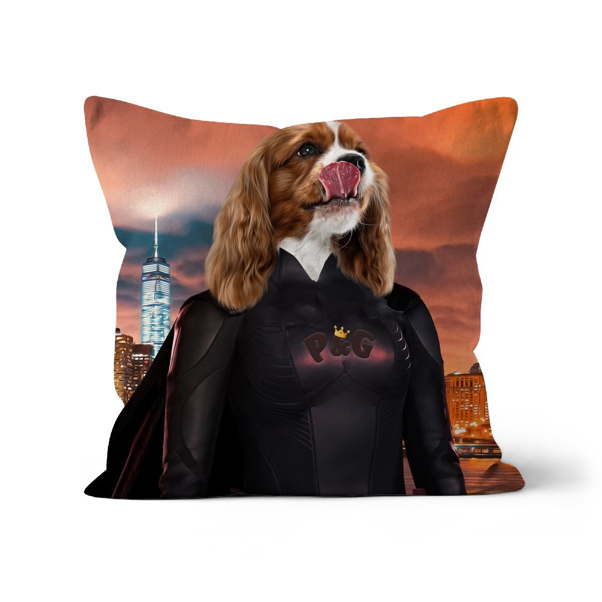 Batwoman: Custom Pet Pillow - Paw & Glory - Dog Portraits - Pet Portraits