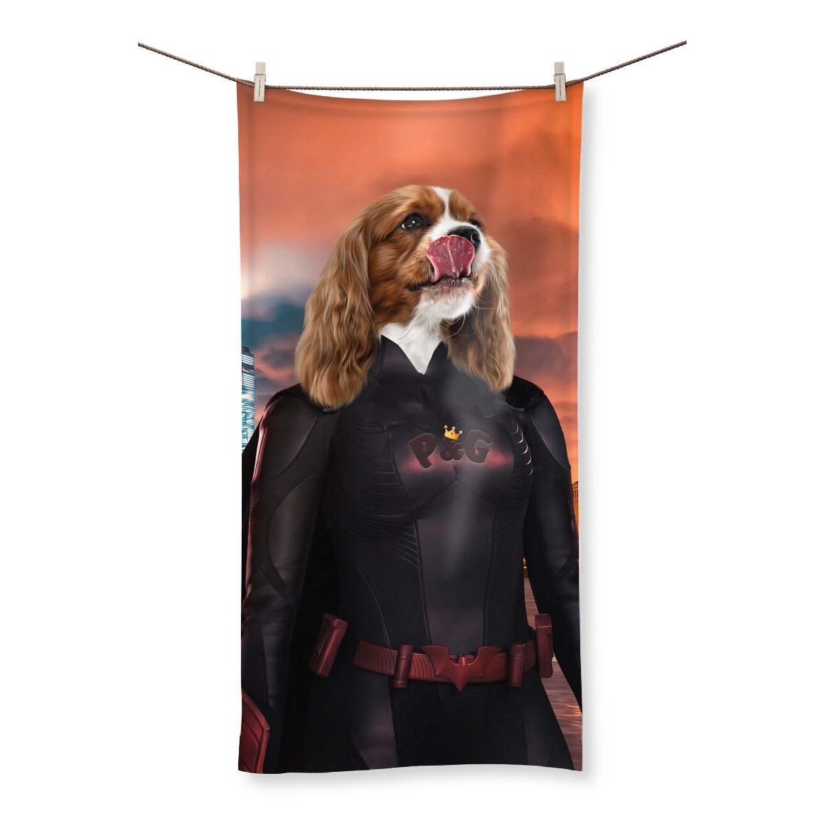 Batwoman: Custom Pet Towel - Paw & Glory - Dog Portraits - Pet Portraits