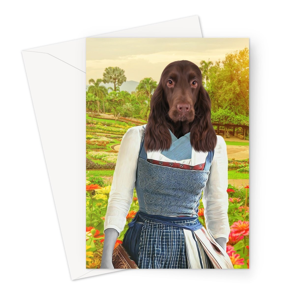 Belle (Beauty & The Beast Inspired): Custom Pet Greeting Card - Paw & Glory - Dog Portraits - Pet Portraits