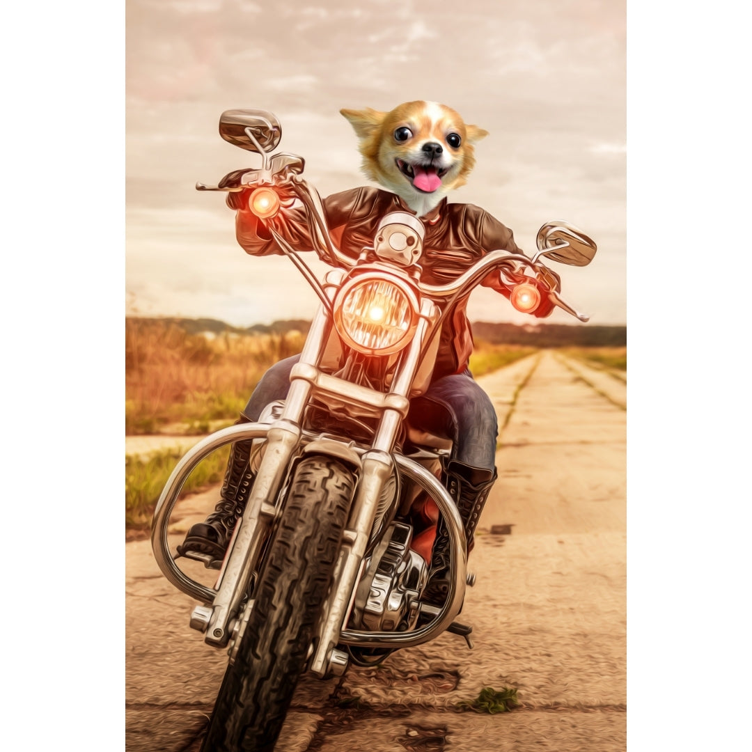 Biker Chick: Custom Digital Download Pet Portrait - Paw & Glory - Dog Portraits - Pet Portraits