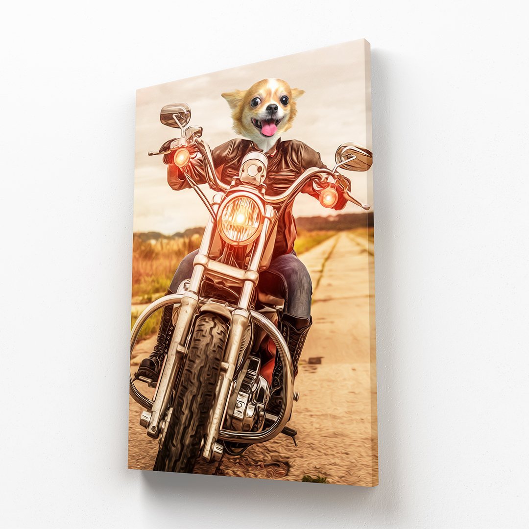 Biker Chick: Custom Pet Canvas - Paw & Glory - Dog Portraits - Pet Portraits