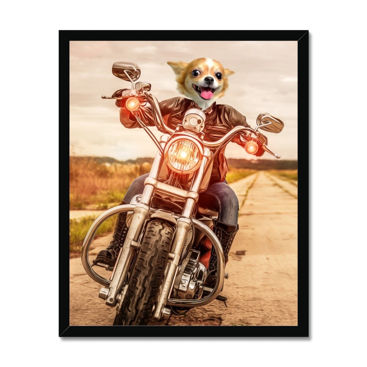 Biker Chick: Custom Pet Portrait - Paw & Glory - Dog Portraits - Pet Portraits