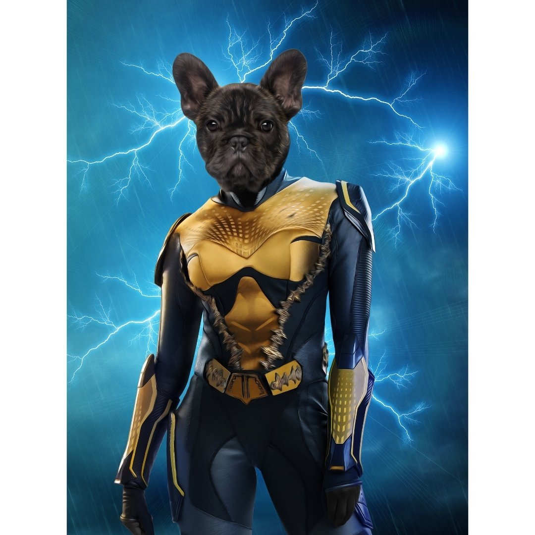 Black Lightening (DC Superhero Inspired): Custom Digital Download Pet Portrait - Paw & Glory - Dog Portraits - Pet Portraits