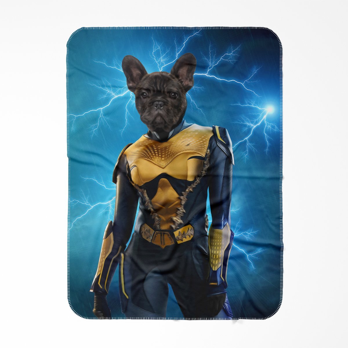 Black Lightening (DC Superhero Inspired): Custom Pet Blanket - Paw & Glory - Dog Portraits - Pet Portraits