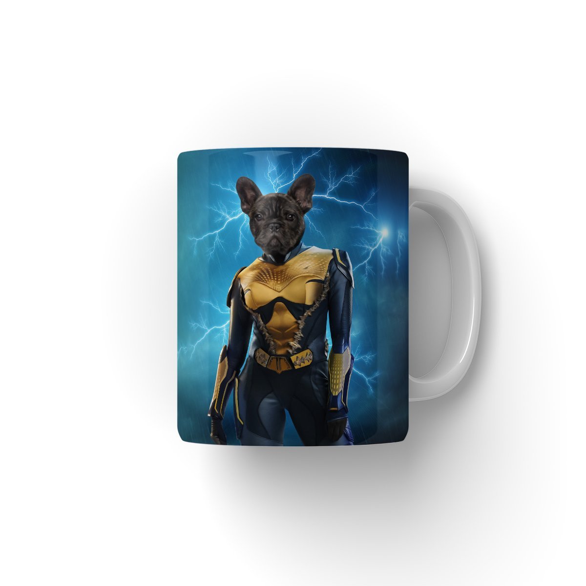 Black Lightening (DC Superhero Inspired): Custom Pet Coffee Mug - Paw & Glory - Dog Portraits - Pet Portraits