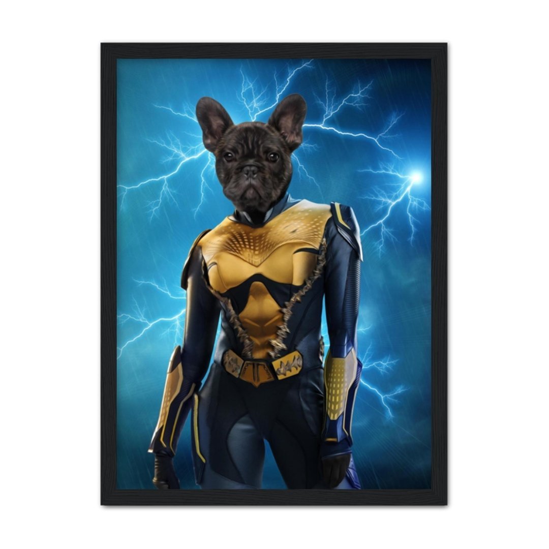 Black Lightening (DC Superhero Inspired): Custom Pet Portrait - Paw & Glory - Dog Portraits - Pet Portraits