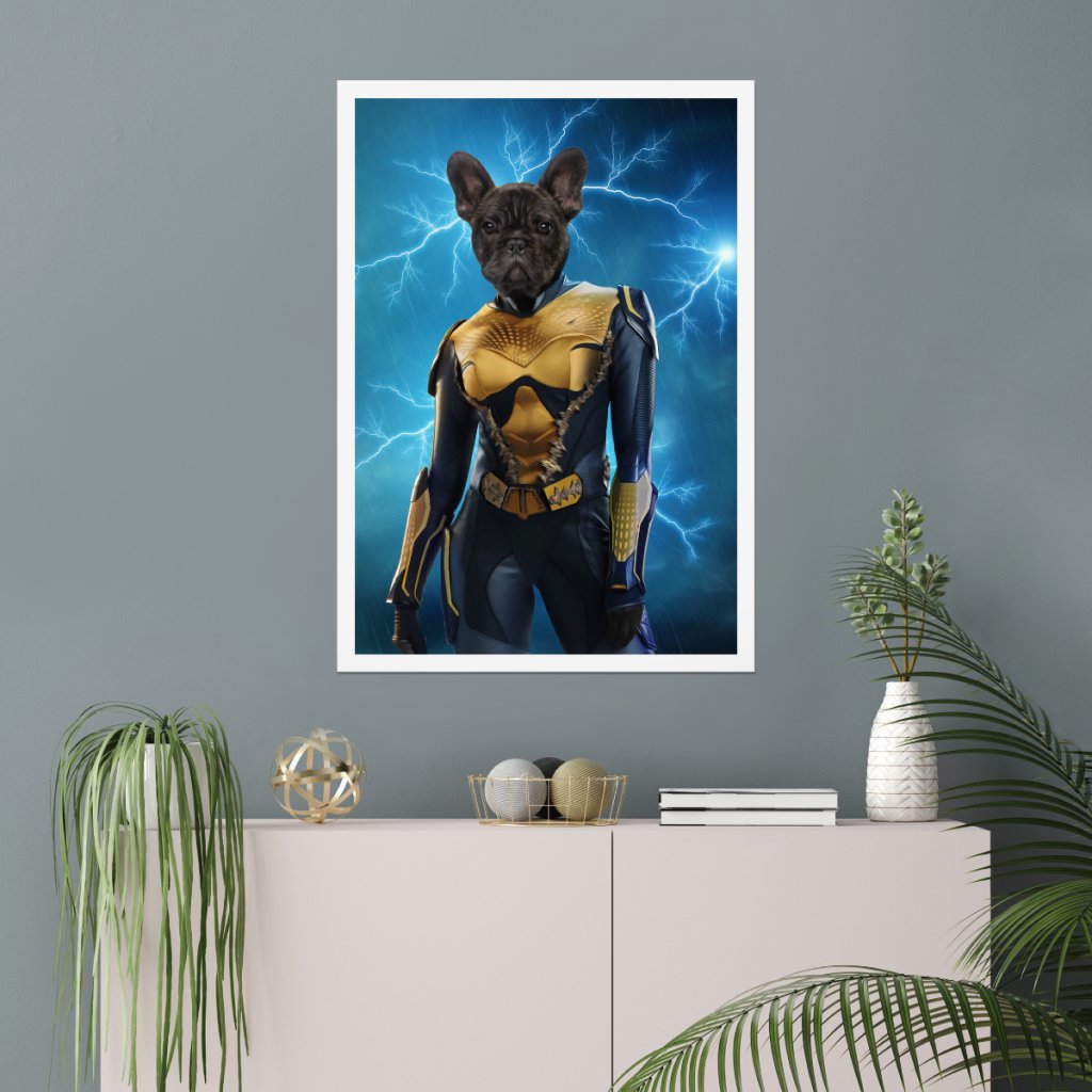 Black Lightening (DC Superhero Inspired): Custom Pet Poster - Paw & Glory - Dog Portraits - Pet Portraits