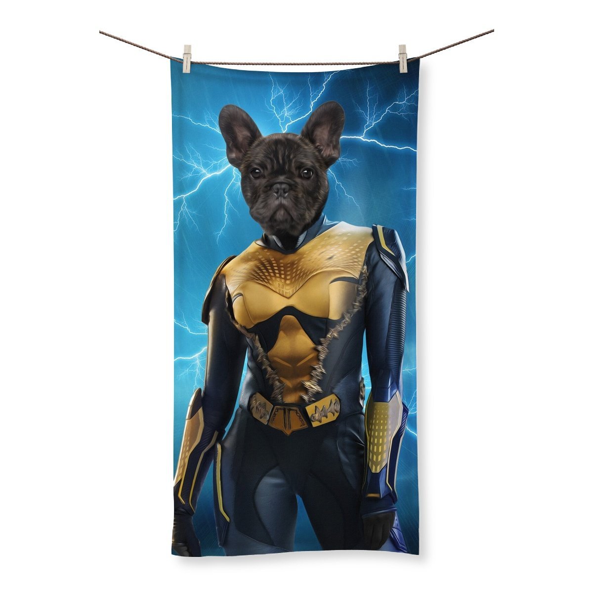 Black Lightening (DC Superhero Inspired): Custom Pet Towel - Paw & Glory - Dog Portraits - Pet Portraits