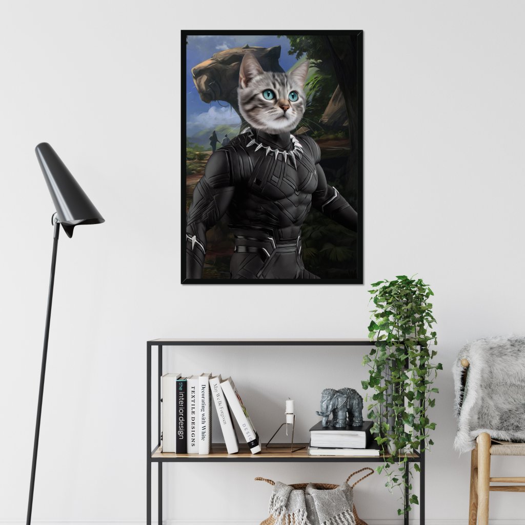 Black Panther (Marvel Inspired): Custom Pet Portrait - Paw & Glory - Dog Portraits - Pet Portraits