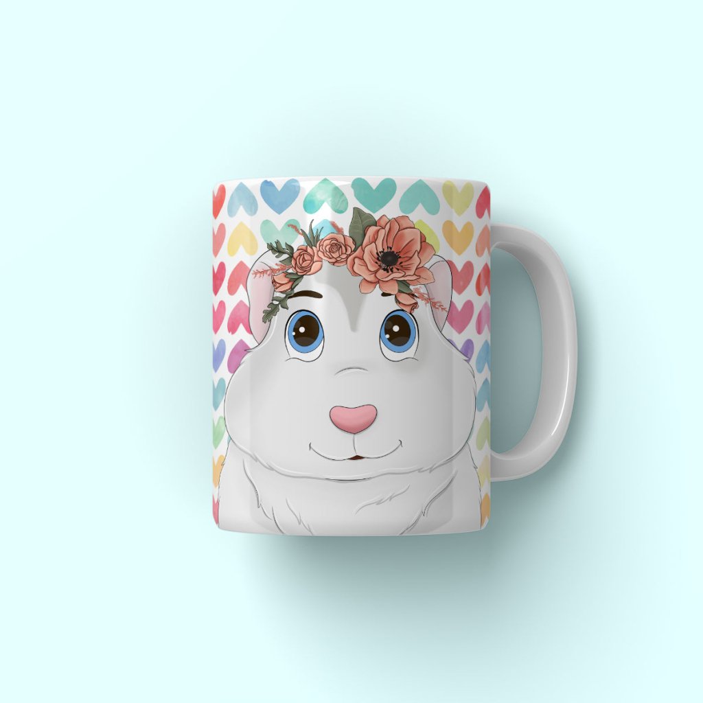 Blossom Crown: Cartoon Pet Coffee Mug - Paw & Glory - Dog Portraits - Pet Portraits