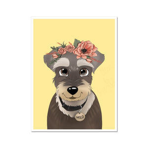 Blossom Crown: Cartoon Pet Poster - Paw & Glory - Dog Portraits - Pet Portraits