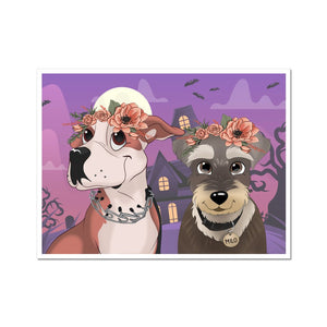 Blossom Crown: Cartoon Pet Poster - Paw & Glory - Dog Portraits - Pet Portraits