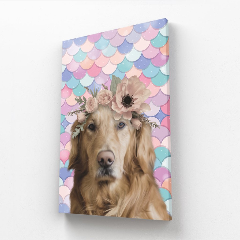 Blossom Crown: Minimalist Pet Canvas - Paw & Glory - Dog Portraits - Pet Portraits