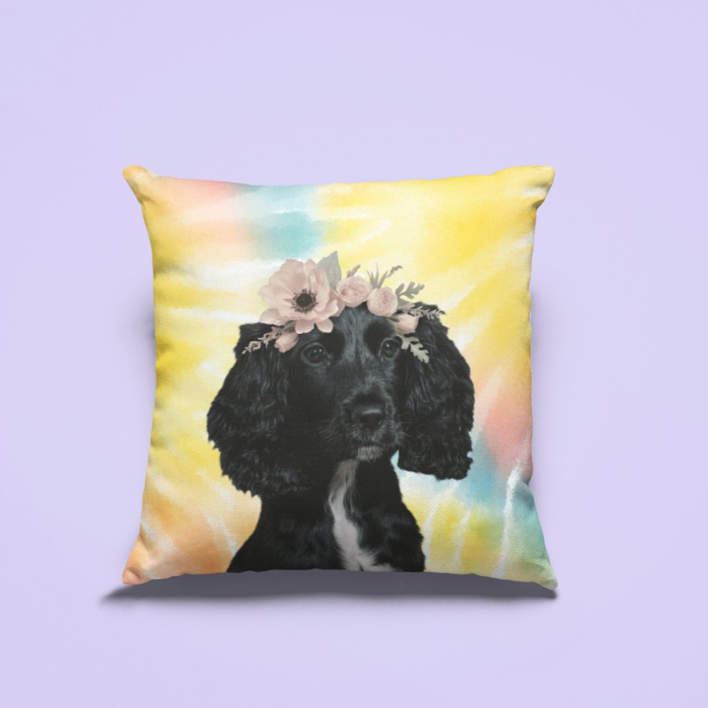 Blossom Crown: Minimalist Pet Pillow - Paw & Glory - Dog Portraits - Pet Portraits