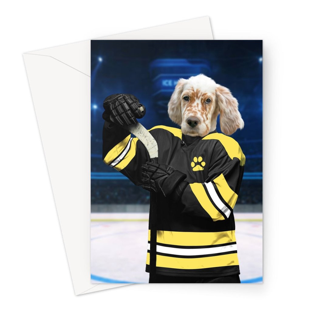 Boston Furr Bruins: Custom Pet Greeting Card - Paw & Glory - Dog Portraits - Pet Portraits