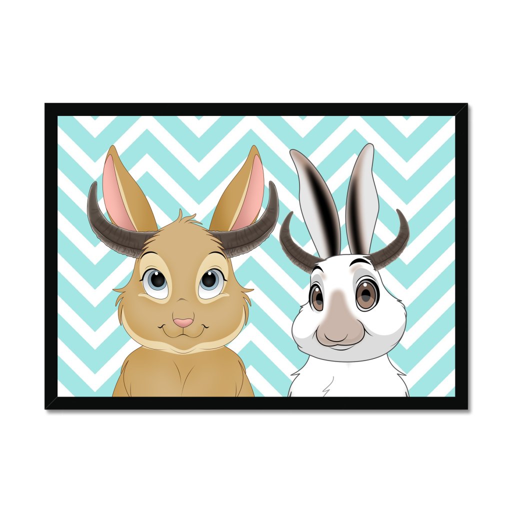 Buffalo Horn: Cartoon Pet Portrait - Paw & Glory - Dog Portraits - Pet Portraits