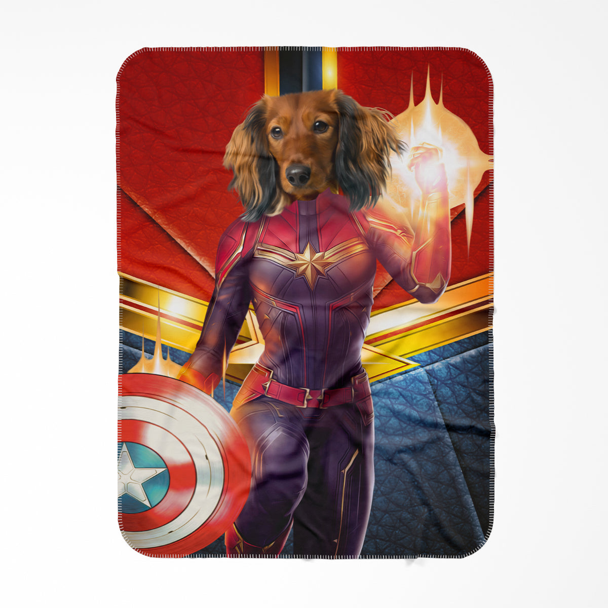 Captain Marvel: Custom Pet Blanket - Paw & Glory - Dog Portraits - Pet Portraits