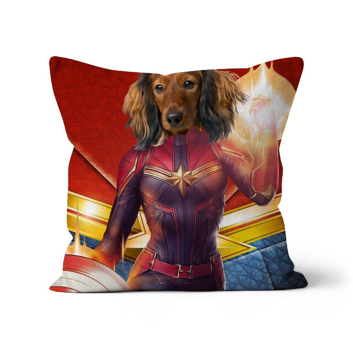 Captain Marvel: Custom Pet Pillow - Paw & Glory - Dog Portraits - Pet Portraits