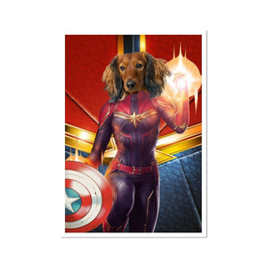 Captain Marvel: Custom Pet Portrait - Paw & Glory - Dog Portraits - Pet Portraits