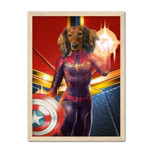 Captain Marvel: Custom Pet Portrait - Paw & Glory - Dog Portraits - Pet Portraits