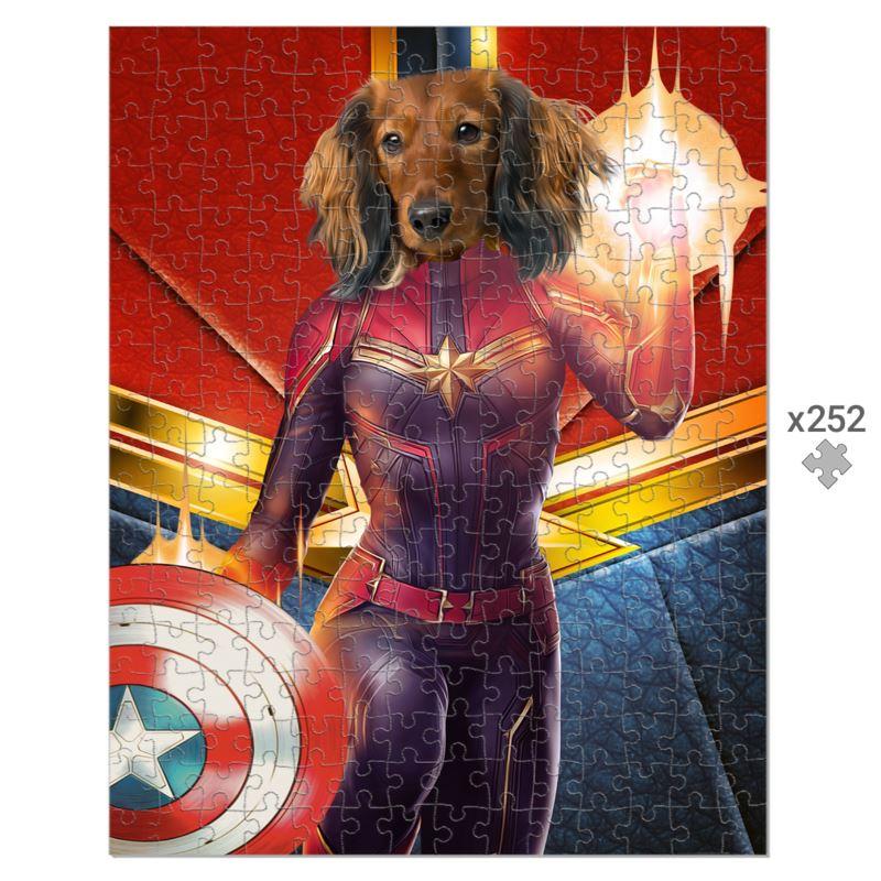 Captain Marvel: Custom Pet Puzzle - Paw & Glory - Dog Portraits - Pet Portraits