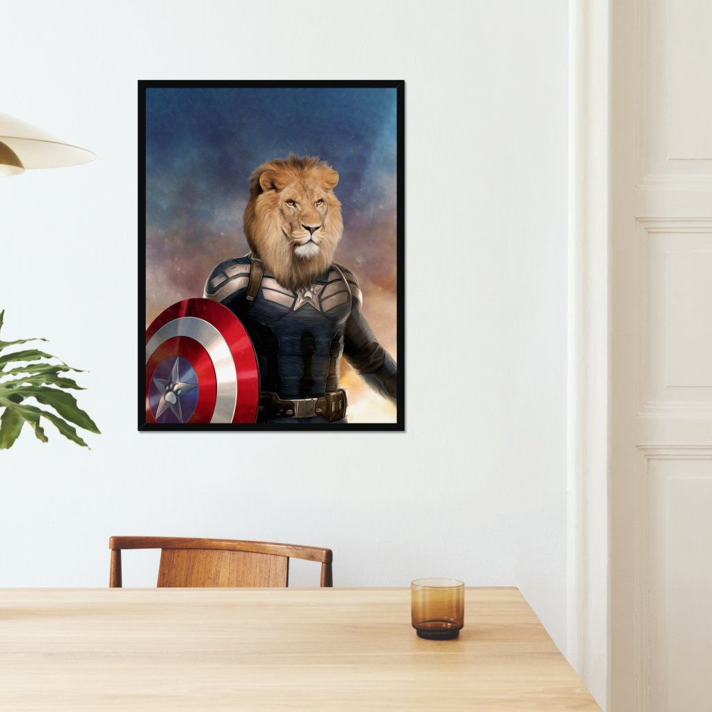 Captain Pawmerica: Animal Art Framed Portrait - Paw & Glory - Dog Portraits - Pet Portraits