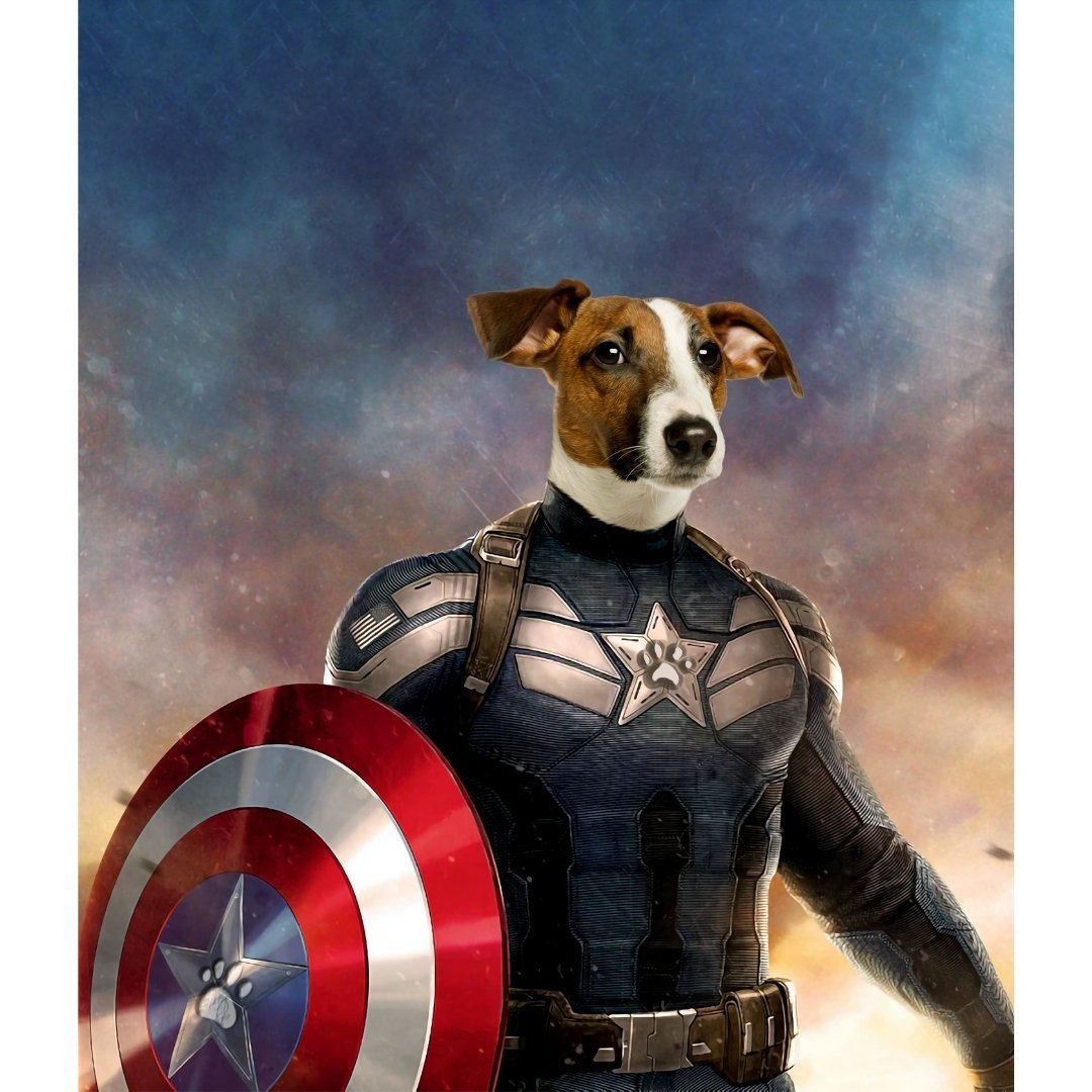 Captain Pawmerica: Custom Digital Download Pet Portrait - Paw & Glory - Dog Portraits - Pet Portraits