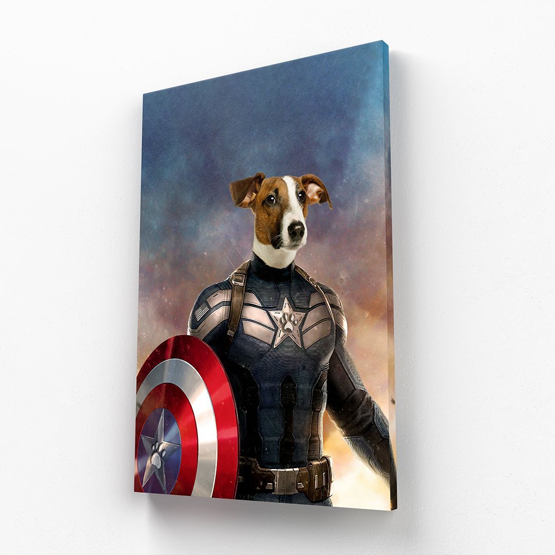 Captain Pawmerica: Custom Pet Canvas - Paw & Glory - Dog Portraits - Pet Portraits