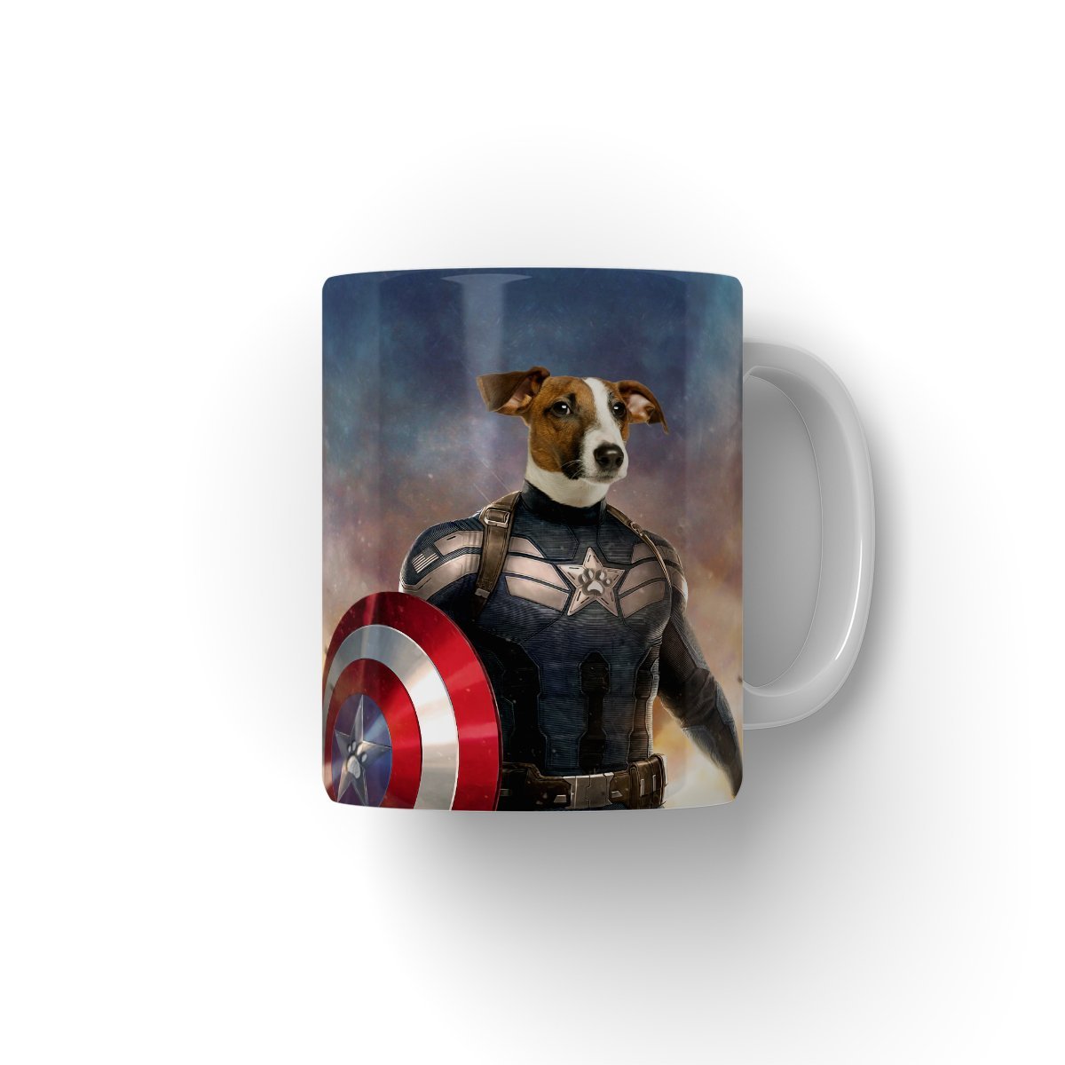 Captain Pawmerica: Custom Pet Coffee Mug - Paw & Glory - Dog Portraits - Pet Portraits