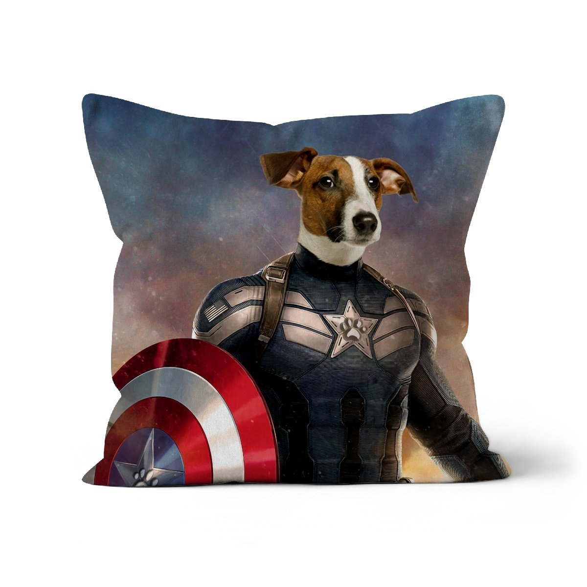 Captain Pawmerica: Custom Pet Pillow - Paw & Glory - Dog Portraits - Pet Portraits