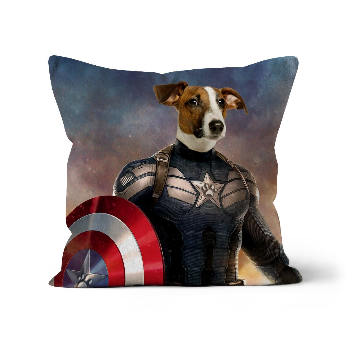 Captain Pawmerica: Custom Pet Pillow - Paw & Glory - Dog Portraits - Pet Portraits