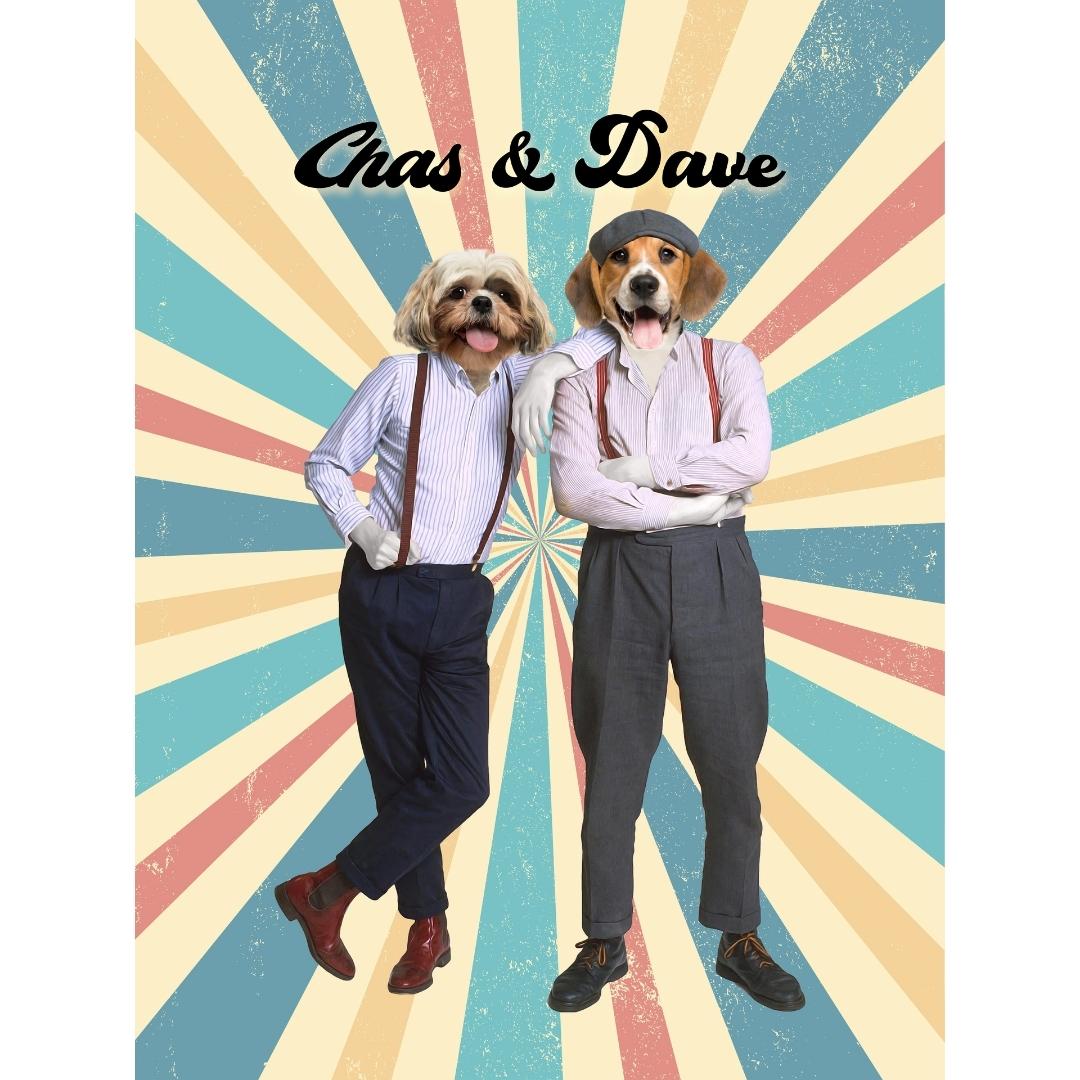 Chas & Dave: Custom Digital Download Pet Portrait - Paw & Glory - Dog Portraits - Pet Portraits